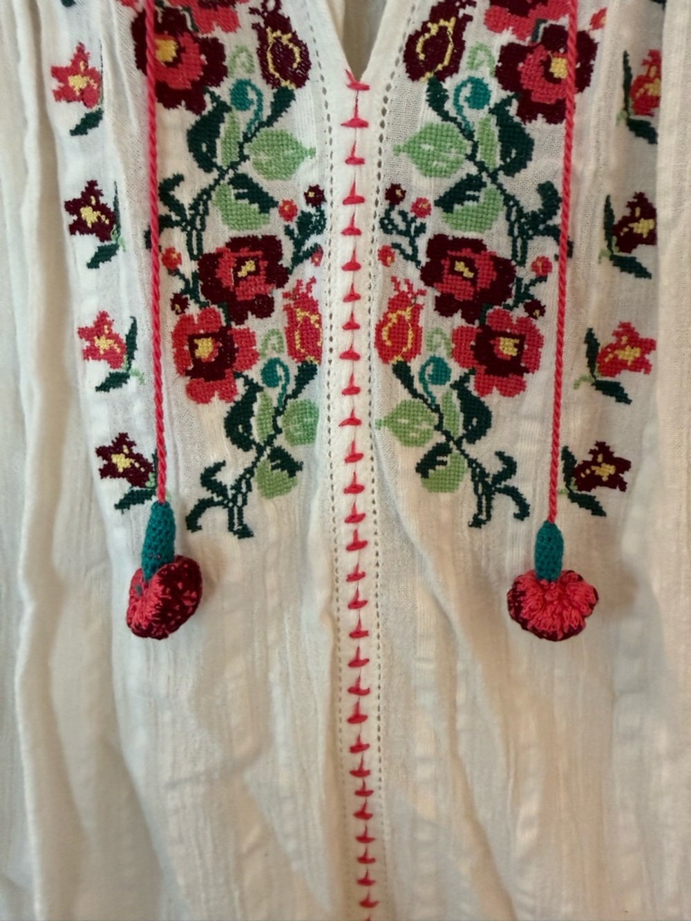 Ulla Johnson White Embroidered Floral Peasant Blouse - Picture 4 of 6